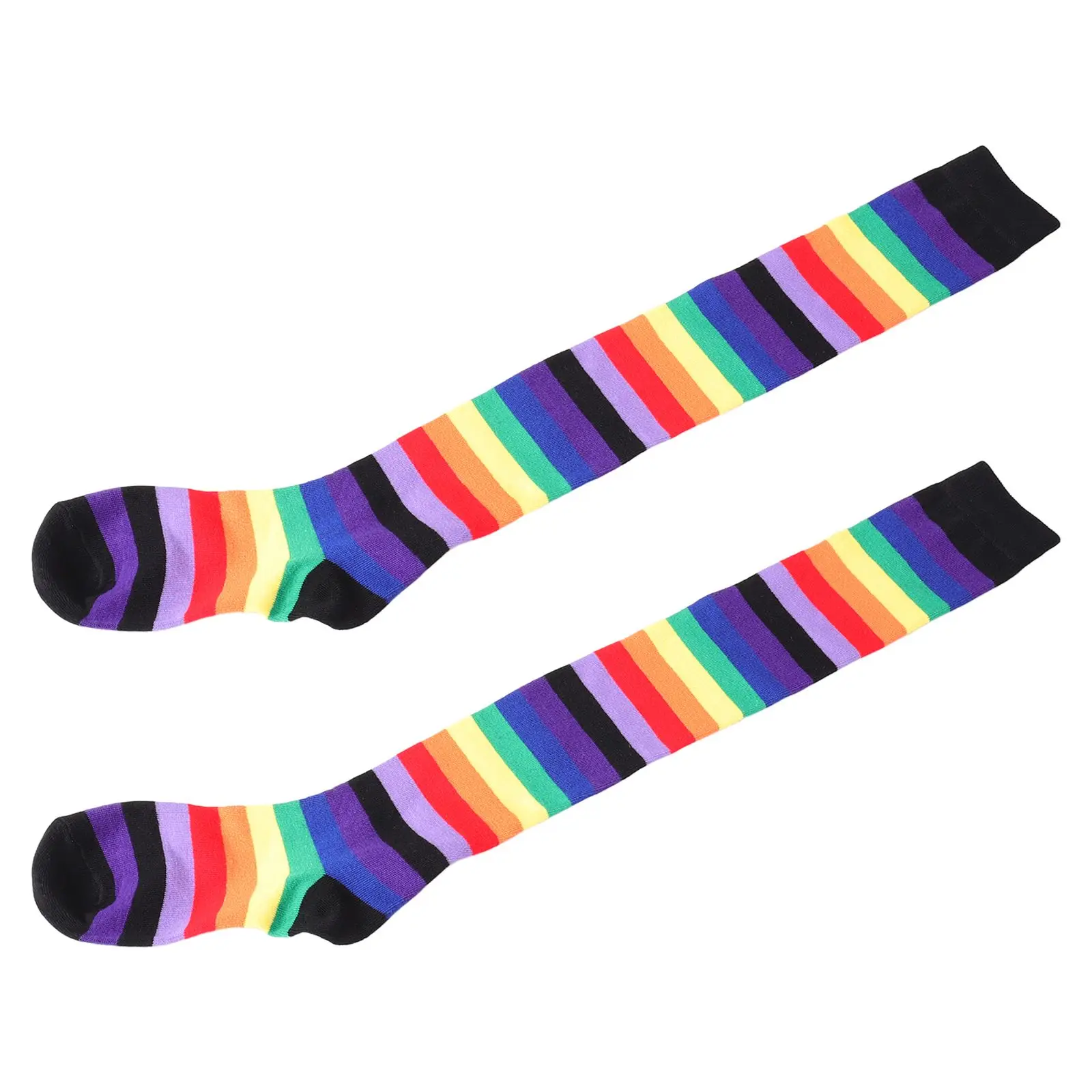 

Women Long Stockings Polyester Cotton Party Colorful Striped Girls Fashion Casual Over The Knee Socks