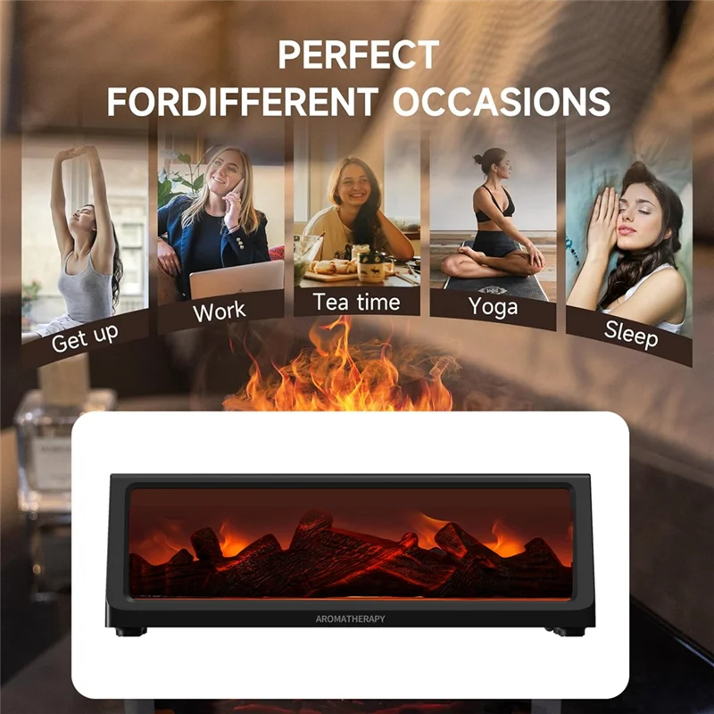 

B58B-увлажнитель с имитацией пламени камина, атмосферный светильник, увлажнитель воздуха, настольный аромадиффузор с имитацией древесного пламени для дома