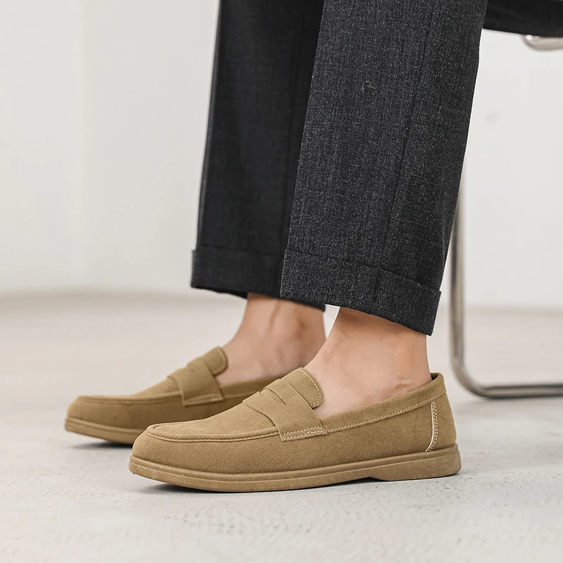 

New Men's Suede Slip On Loafers Preppy Lightweight Breathable Flats Non Slip Comfort fashion Casual Outdoor Men's Shoes
