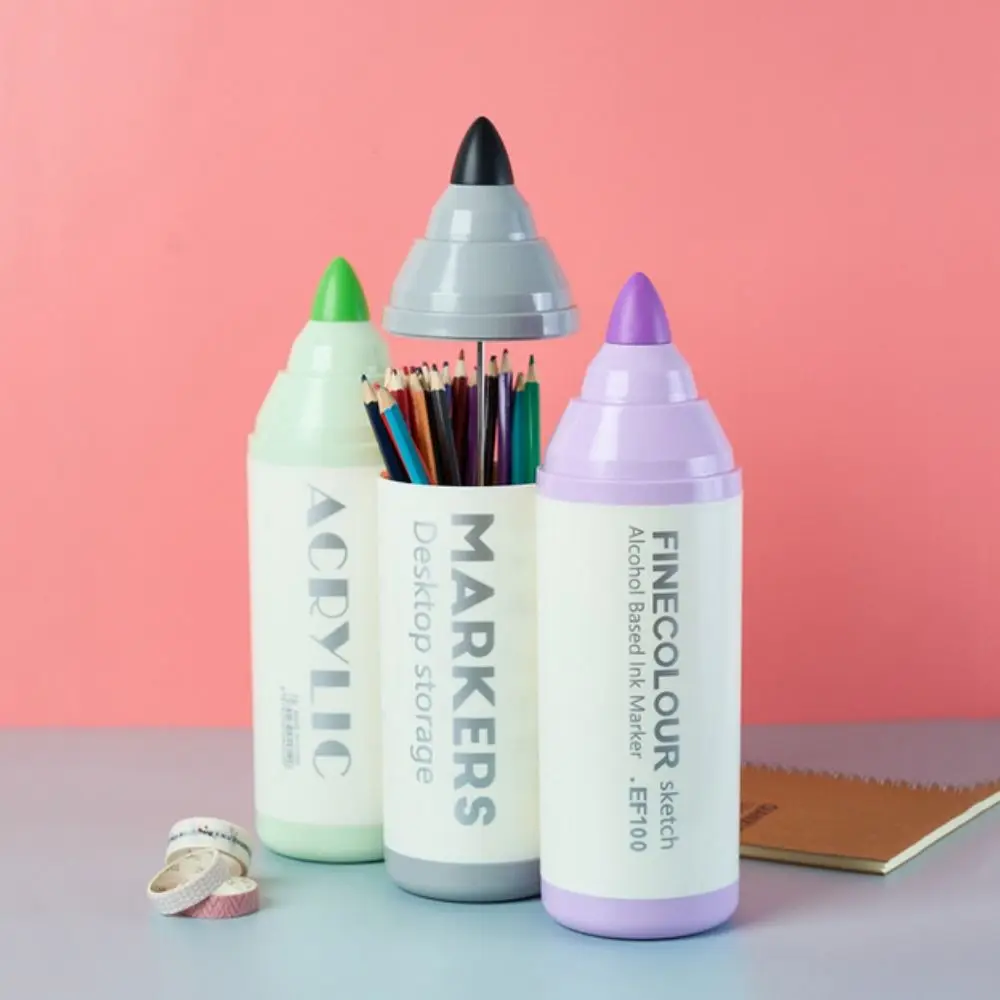 Multifunction Marker Pen Shape Pen Holder Detachable Colorful Pencil Pot Plastic Stationery Storage Organizer For Kids