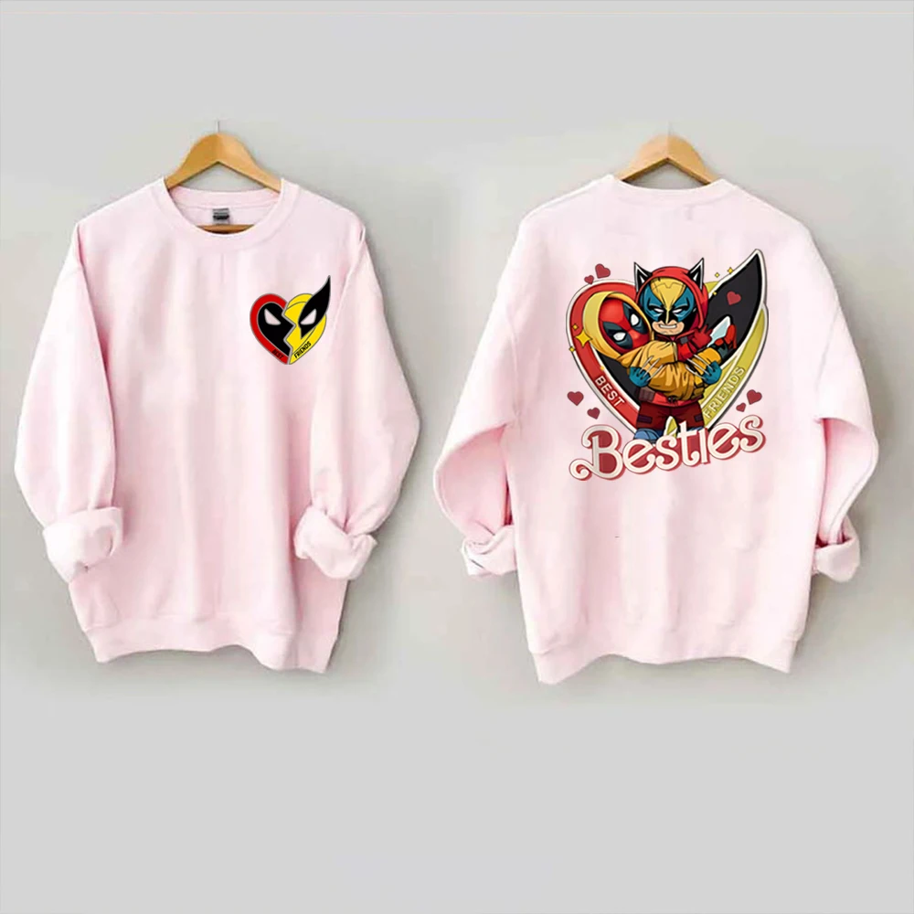 Funny Dead Pool and Wolverine Besties Sweatshirt Logan and Wade Shirt 90s Y2k Superhero Hoodie Trendy MCU Crewneck Sweatshirts