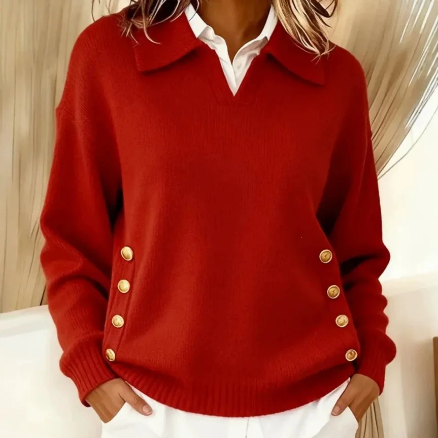 2026 Women's Autumn. And Winter New Loose Random Lapel. Button-down Long-sleeve Sweater Evening Dresses Clothing Clothes Bandage