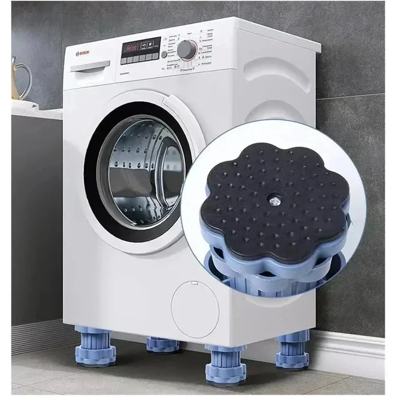 4-Piece Shock Absorber Pads Washing Machine Shock Absorbers & Height-Adjustable Legs Furniture Base with Adjustable Height