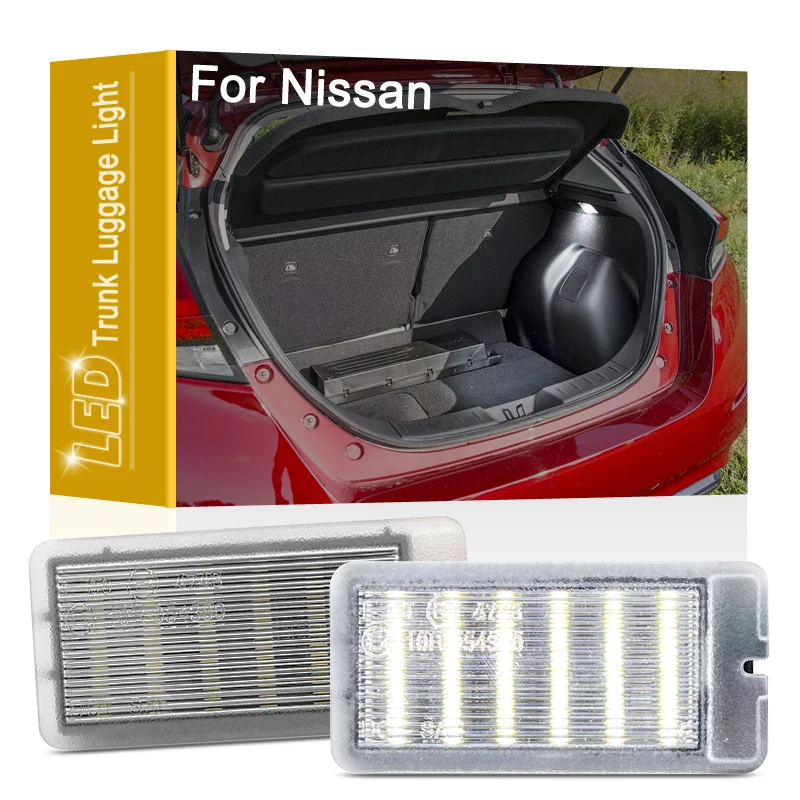 2Pcs White LED Trunk Luggage Compartment Light For Nissan Juke Note Pulsar Qashqai Leaf Renault Grand Scenic Clio Megane