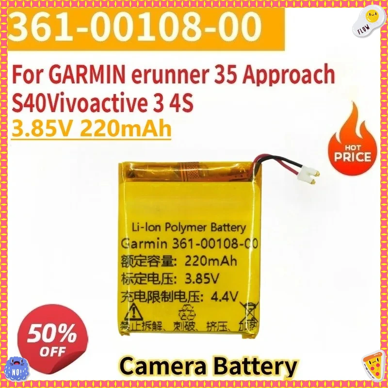 

New Replacement Watch Battery 3.7V 220mAh 361-00117-00(401920) 361-00108-00 For GARMIN erunner 35 Approach S40 Vivoactive 3 4S