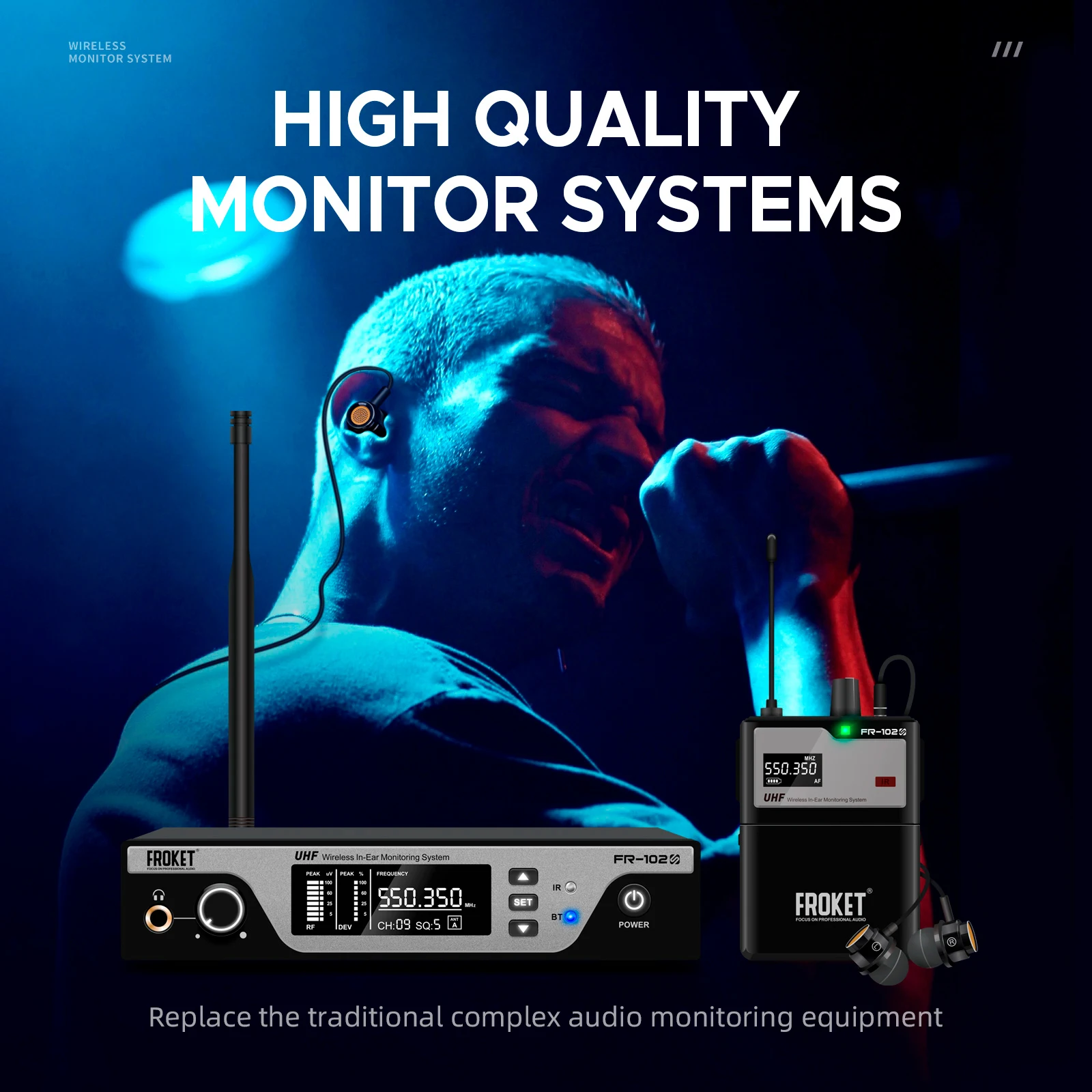 New UHF IEM Wireless In-Ear Monitoring System Stage Performance With Multiple Transmitter For Recording,Band,Drummer,Church