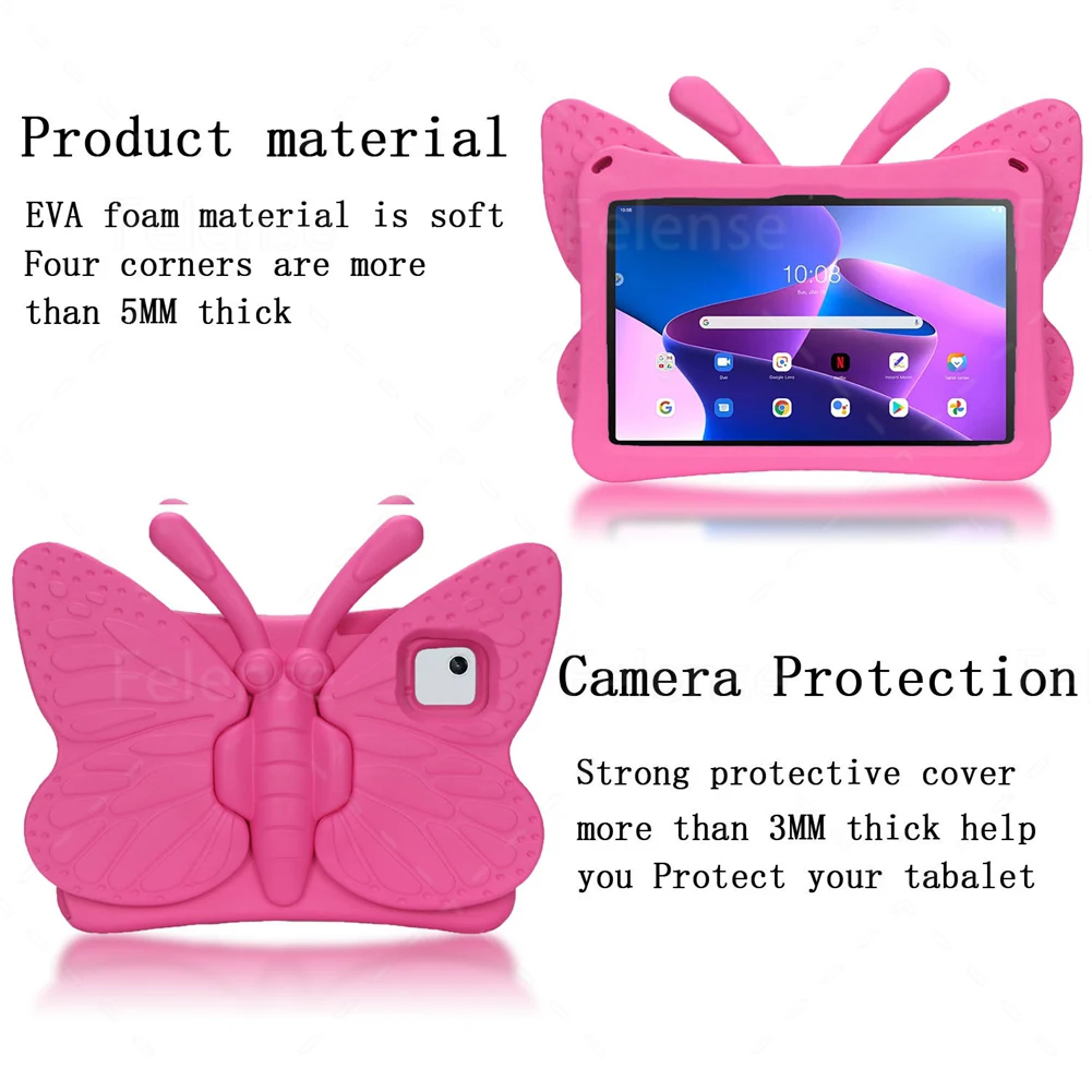 Imagem -05 - Kickstand Capa Infantil à Prova de Choque dos Desenhos Animados Borboleta Tablet Case para Lenovo Tab M10 Plus 3ª Geração 10.6 Tb125fu Tb128fu Tb128xu