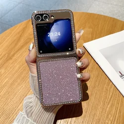 Luxury Diamond Case For Samsung Galaxy Z Flip 6 5 5G ZFlip6 Flip6 Flip5 Glitter Folding Shockproof Hard Plating Plastic Cover