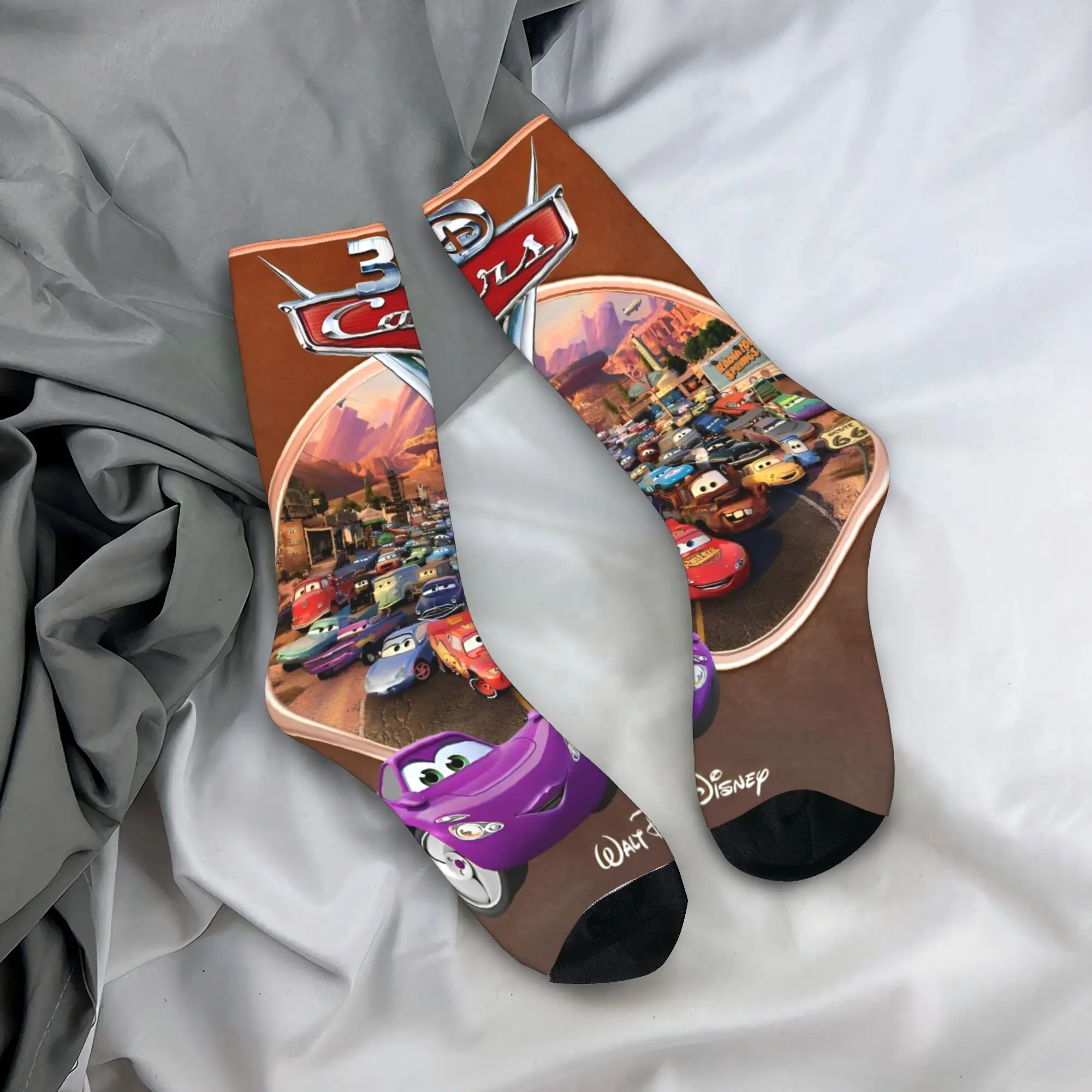 

Pixar Lightning McQueen Cars Cartoon Stockings Men Socks Quality Vintage Socks Spring Climbing Non-Slip Pattern Socks Gift