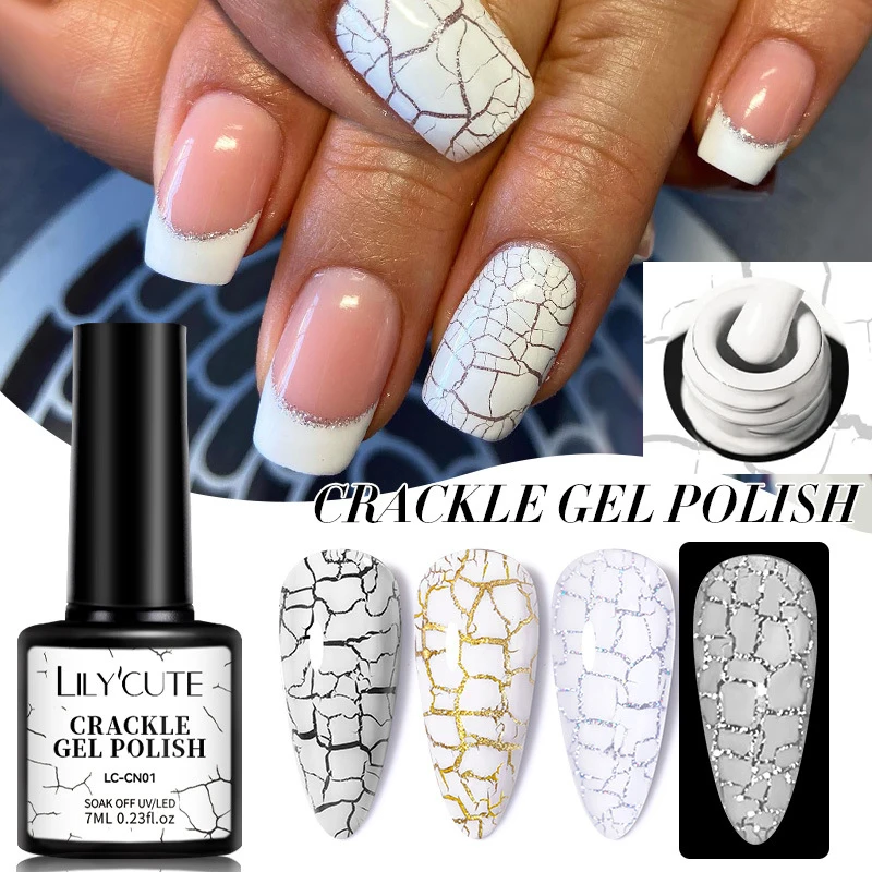 LILYCUTE 7ml Crackle Gel Nagellak Kraken Nagelgel Sneldrogende Nail Art Vernissen Hybride Semi Permanente Losweken Base Top coat