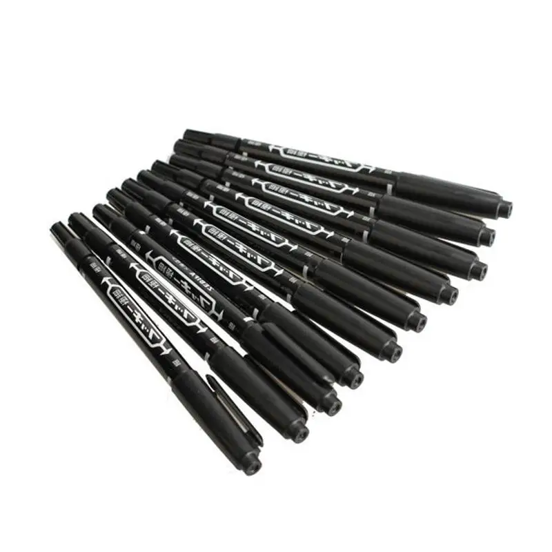 3/10PCS Fine Dual Heads Marking Pen Marker Waterproofink Thin Nib Black Liner Art Pen Drawing Stationery Office Supplies Marker