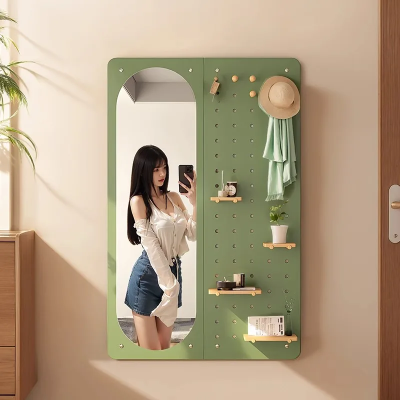 Hole board full body mirror household solid wood wall-mounted full-length mirror entrance wall hanging