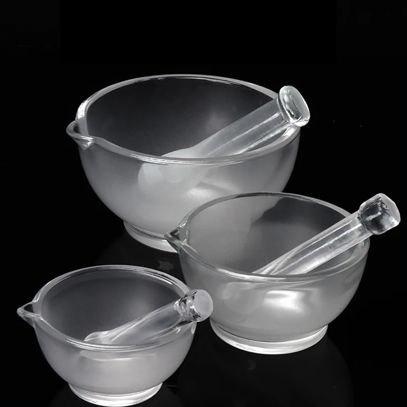 Glass Products Mortar and Pestle Bowl, Mixer and Grinder for Laboratory，I.D 60mm/75mm/90mm/120mm/150mm/180mm