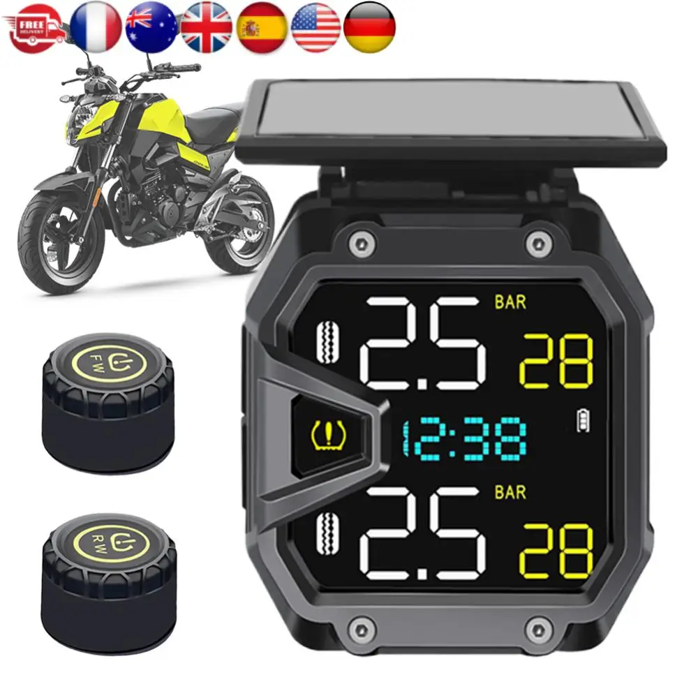 

Велосипедный монитор давления воздуха IP67 Водонепроницаемый солнечный монитор давления в шинах Термостойкий для езды на велосипеде Спортивные аксессуары