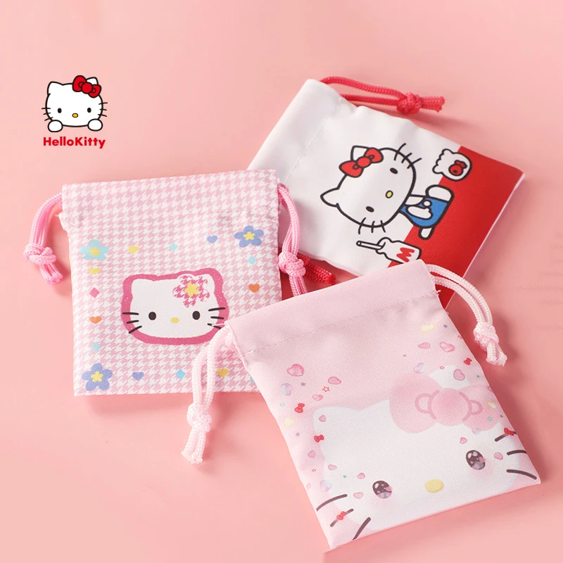 

Sanrio Hello Kitty Drawstring Drawstring Storage Bag Kawaii Anime Cartoon Portable Jewelry Storage Small Cloth Bag Birthday Gift