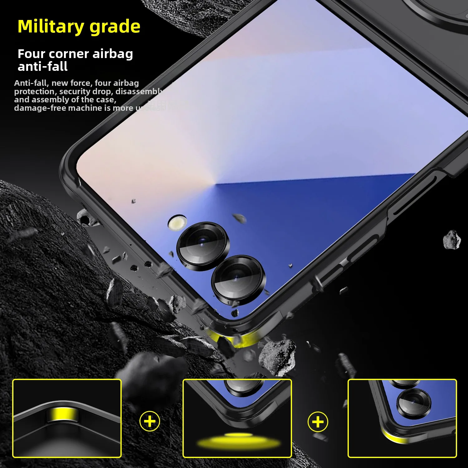 360 °   Magsafe ワイヤレス充電電話ケース用磁気ブラケットサムスン Z フリップ 6 7 Flip7FE ブラケット落下防止保護カバー