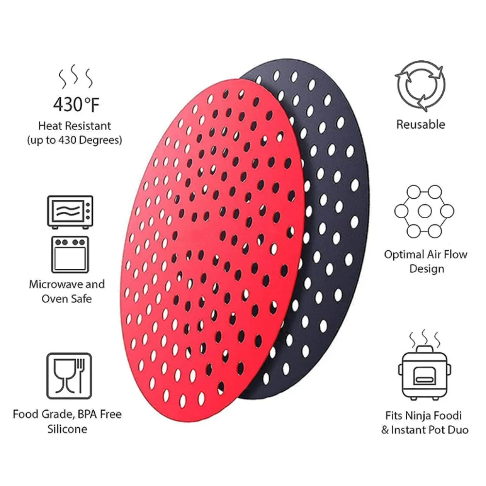 Silicone Air Fryers Mat Reusable Non-stick Baking Mat Pastry Tools Bakeware Oil Mats for Kitchen Accessories Round Square