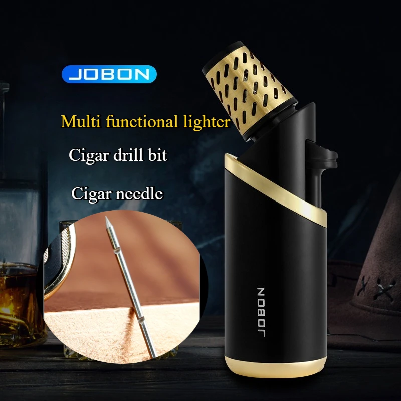 

Новая сигара JOBON, прямая ветрозащитная зажигалка с синим пламенем, персонализированная и креативная уличная прижигающая кухня для барбекю