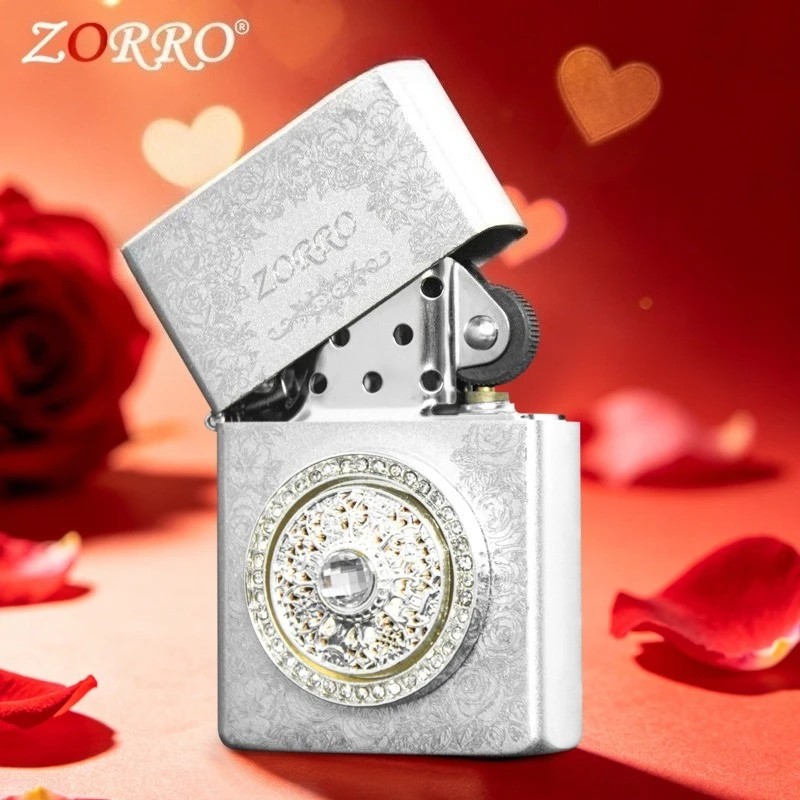 2026 New ZORRO Compass Diamond-encrusted Kerosine Lighter, Personalized Holiday Gift for Men and Women