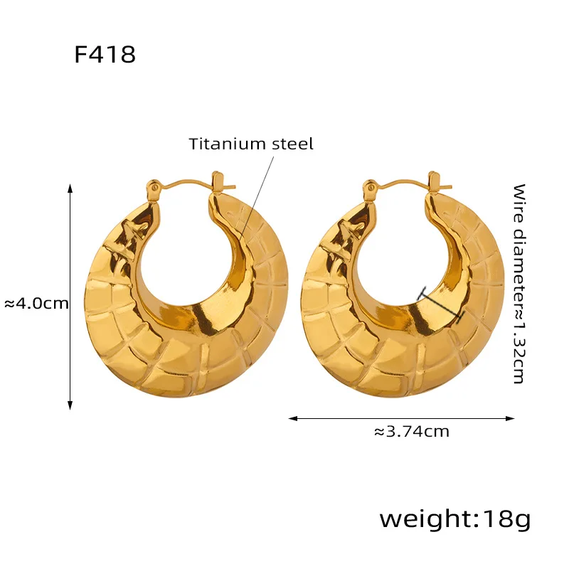 O Shaped Drop Shape Glossy Hoop Earrings Waterproof Fashion Jewelry for Women Creative Pattern Stainless Steel Earrings image 6