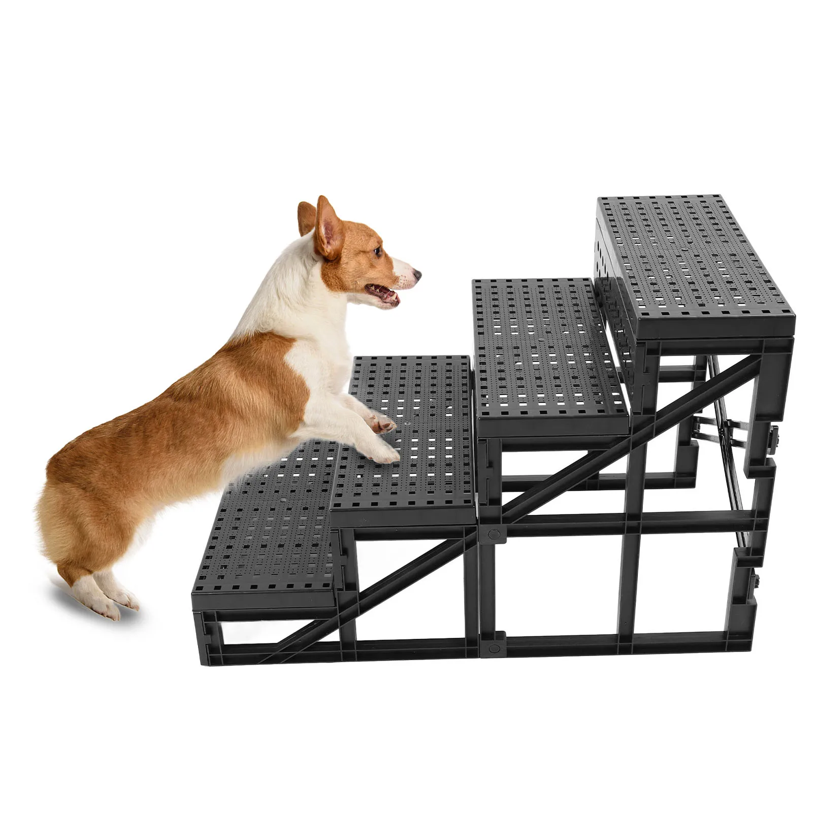 

Dog Stairs Slip Resistant Dog Stairs Adjustable Height Foldable Pets Stairway Step for High Bed and Couch Dog Steps for High Bed