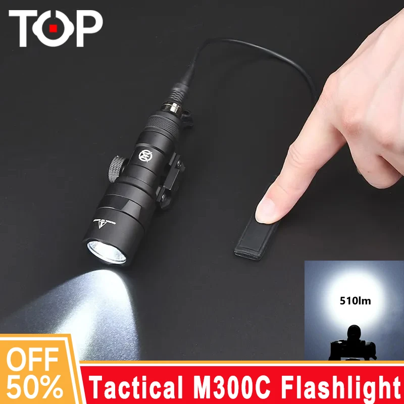 Tactical M300 M300C Flashlight LED Mini Hunting Scout Light 510LM Airsoft Weapon Rifle Accessories Lamp Fits 20mm Picatinny Rail