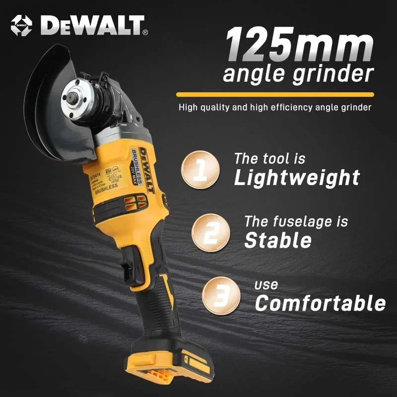 DEWALT DCG414 20V Brushless Cordless Angle Grinder 125MM Wheel Metal Wood Pipe Cutting Polishing Grinding Workshop Hand tools