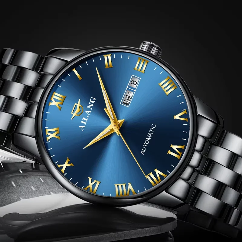 AILANG Jam Tangan Cowok Anti Air Stainless Steel Terbaru Mewah 2026 Chronograph Cod Hadiah Hitam Watches for Men with Kotak Ori