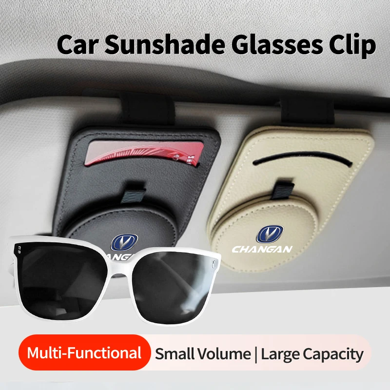 Universal Car Sunglasses Clip Leather Ticket Card Holder Auto Accessories For Changan CS75 CS35 CS15 CS95 RAETON CX70 CS55
