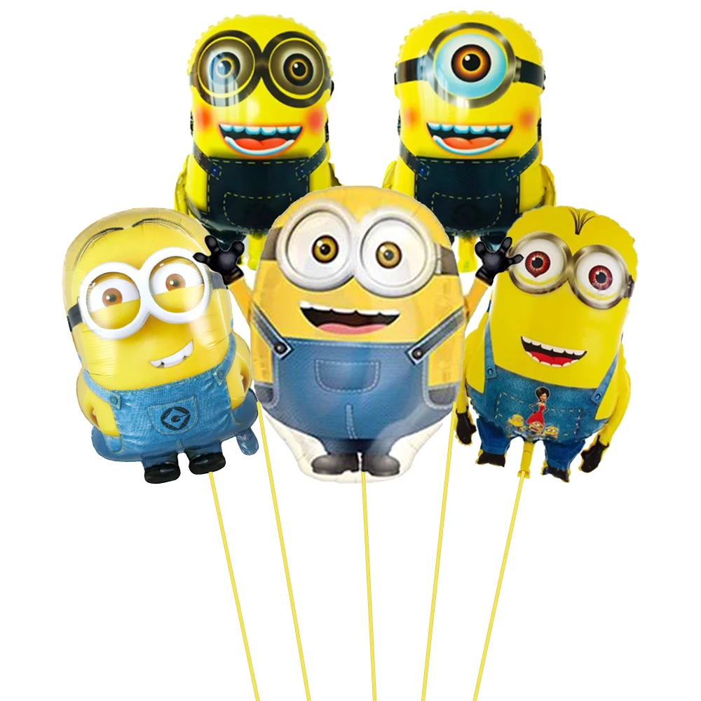 5pcs Minions Children Birthday Party Foil Balloons Decoration Supply Baby Shower Yellow Man Helium Ballon Home DIY Decor Kid Toy