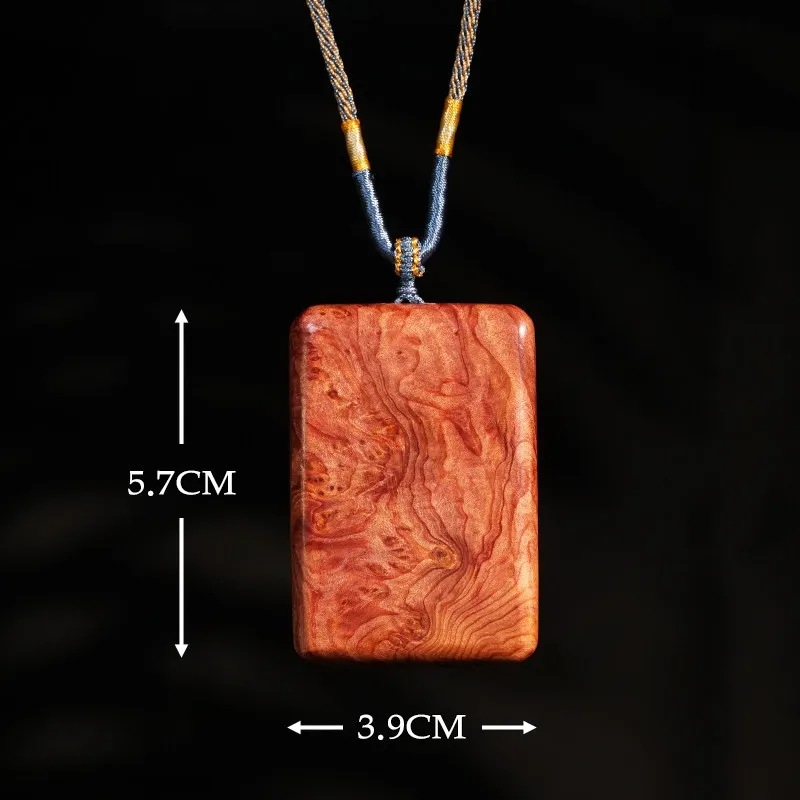 Sichuan Thuja Wood Burl Plain Worry-Free Pendant Necklace Peace Charm Carving Craft Amulet Gifts