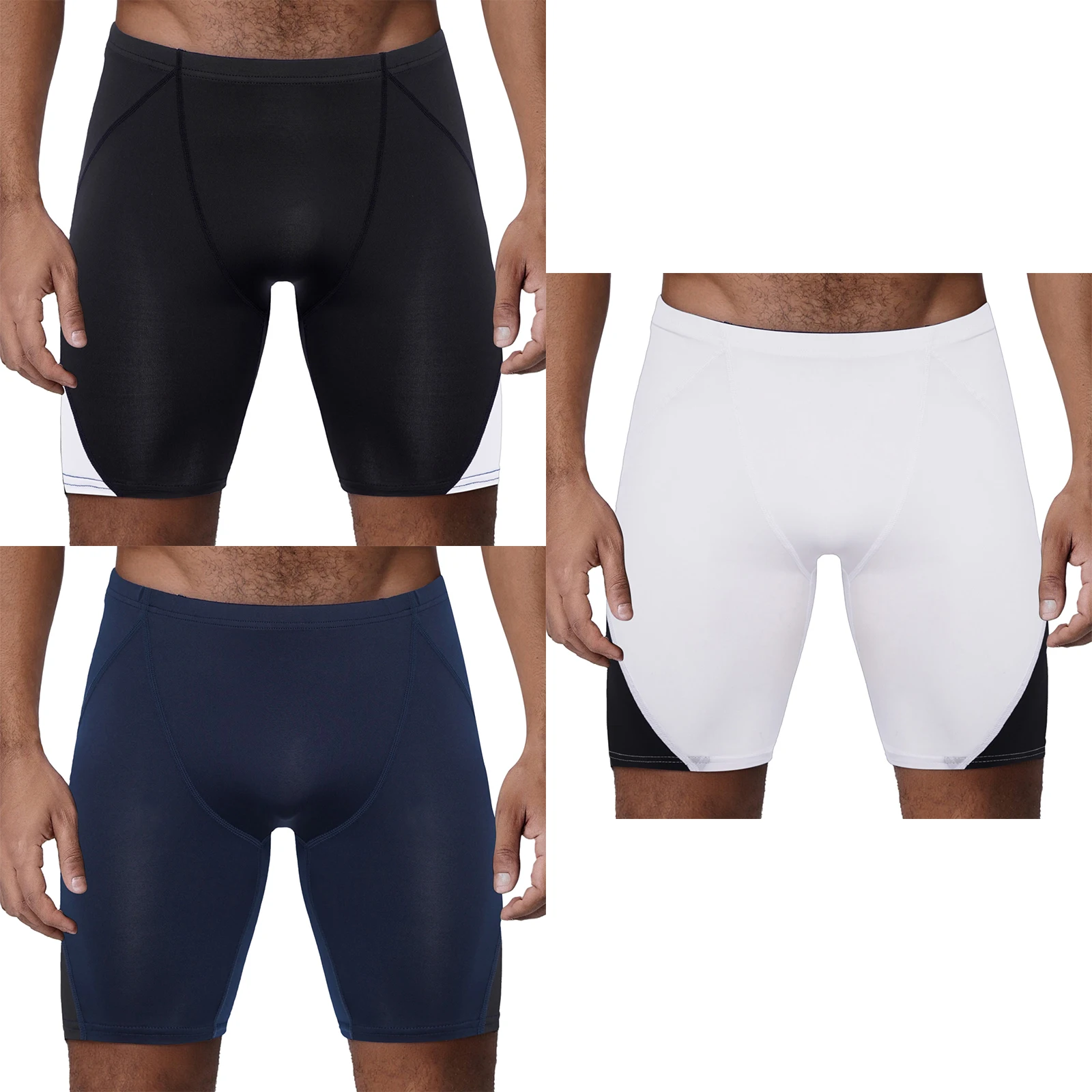 الرجال نحيل التجفيف السريع الرياضة السراويل السباحة جذوع مرونة الخصر بسط تشغيل ركوب الدراجات التدريب ممارسة السراويل #5