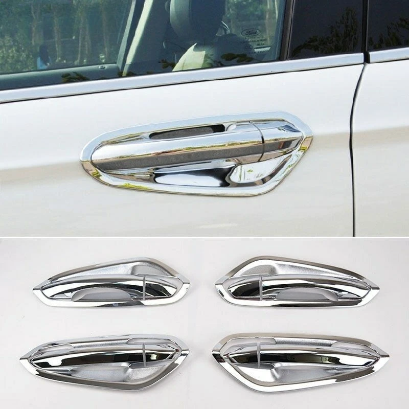 2013-2019 Ford Fusion Chrome 4 Door Handle + Handle Bowl Lid with O Keyhole -