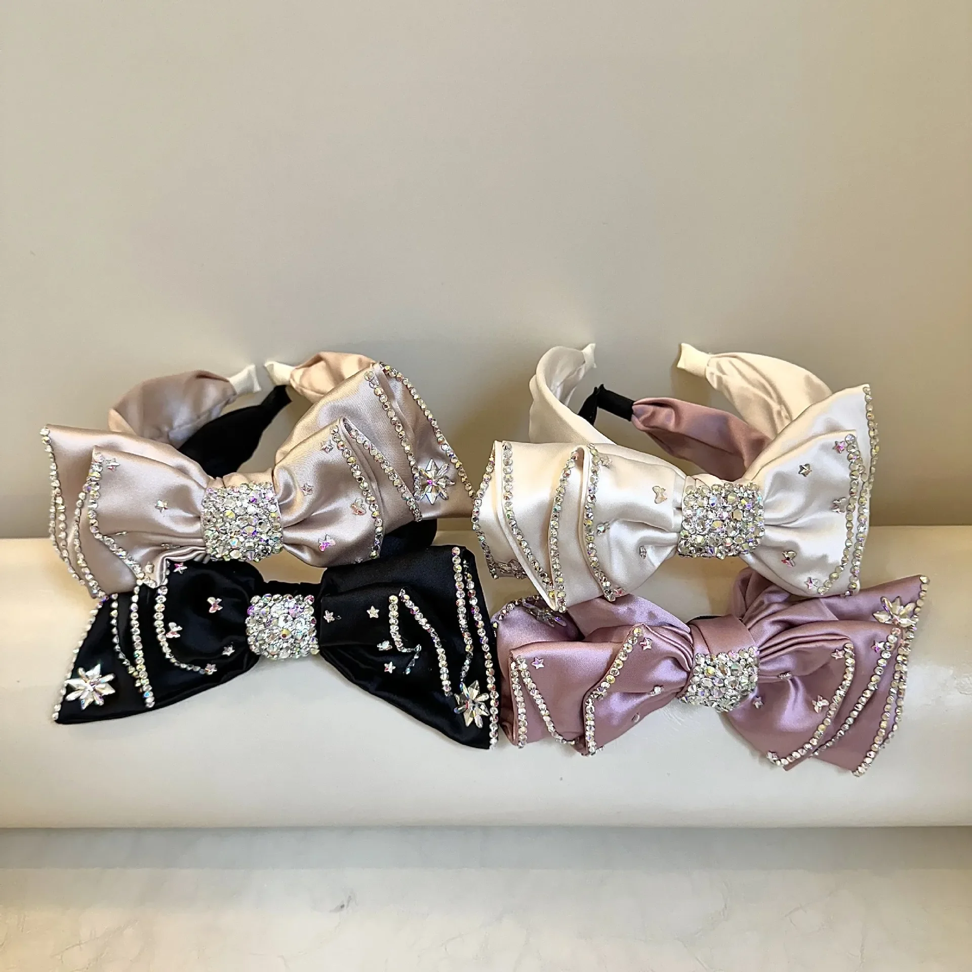 Crystal Women Headband Wide Side Big Bowknot Hairband Classic Casual Turban Girls Headwear Hair Accessories image 2