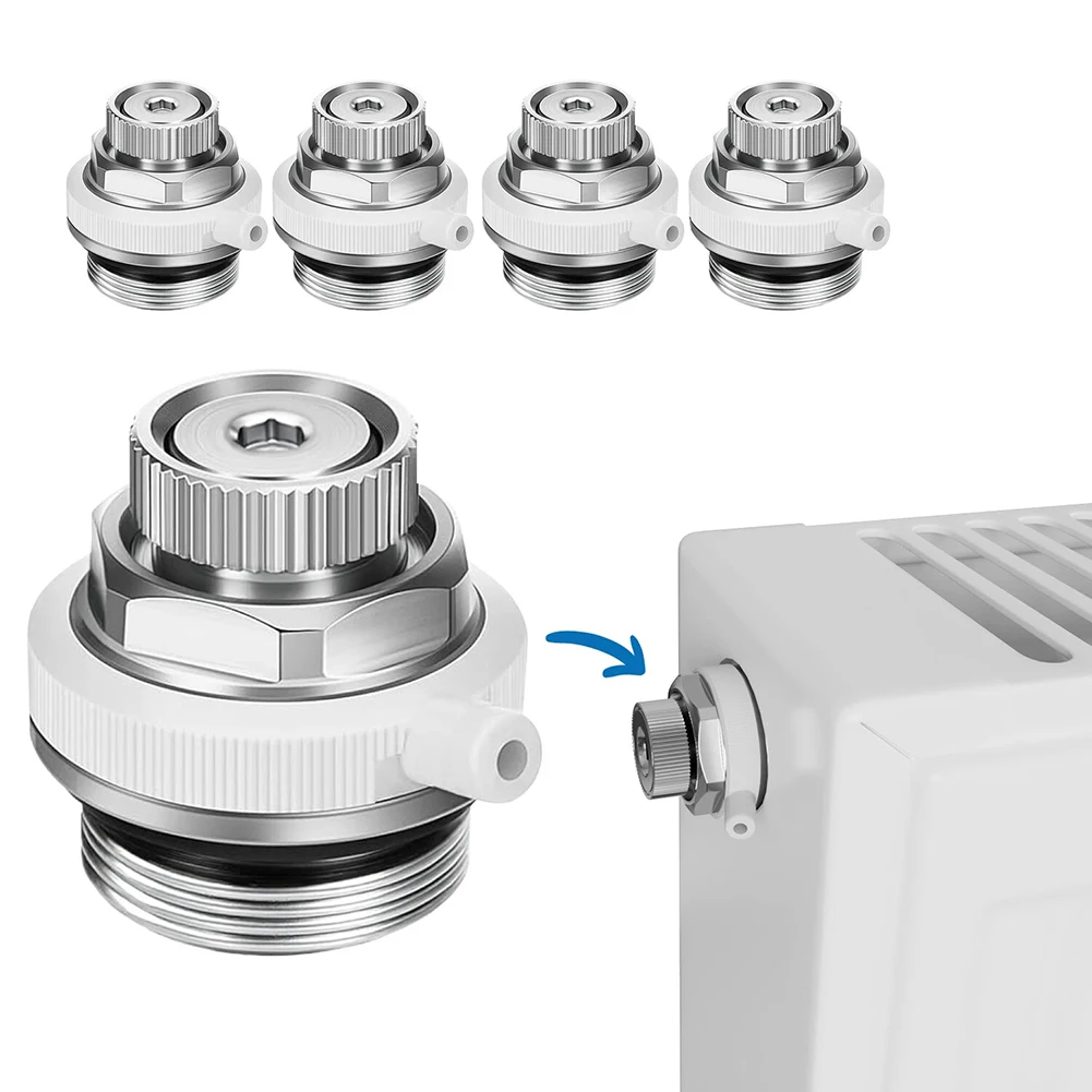 

5pcs Radiator Exhaust Valve Copper Fully Automatic Heating Exhaust Valve 1/2\" Air Vent -Plug Valve Fully Automatic Air Vent kit