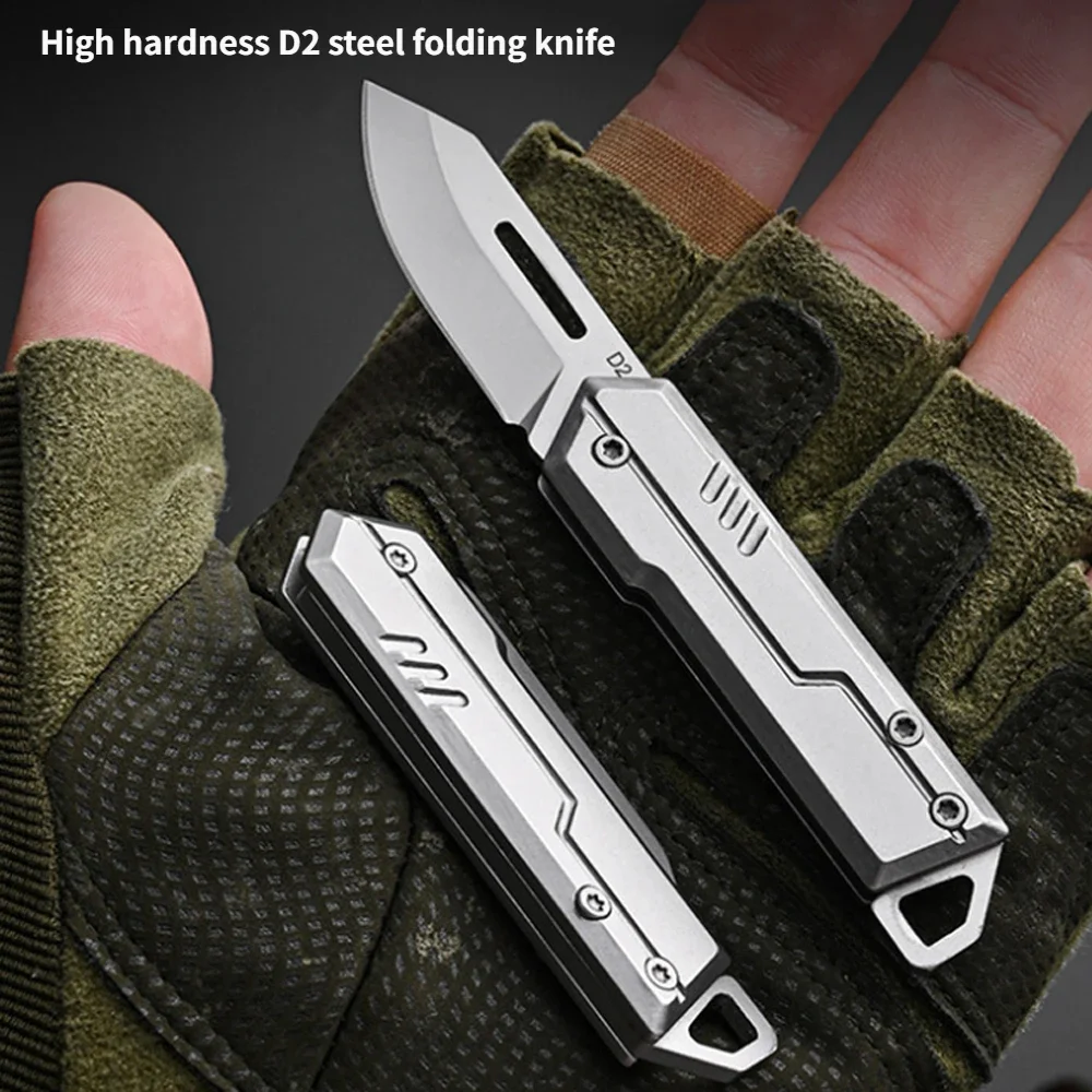 

High Hardness D2 Steel Folding Knife Sharp Knife with Keychain Pendant Disassembly Express Open Box Self-defense EDC Tool
