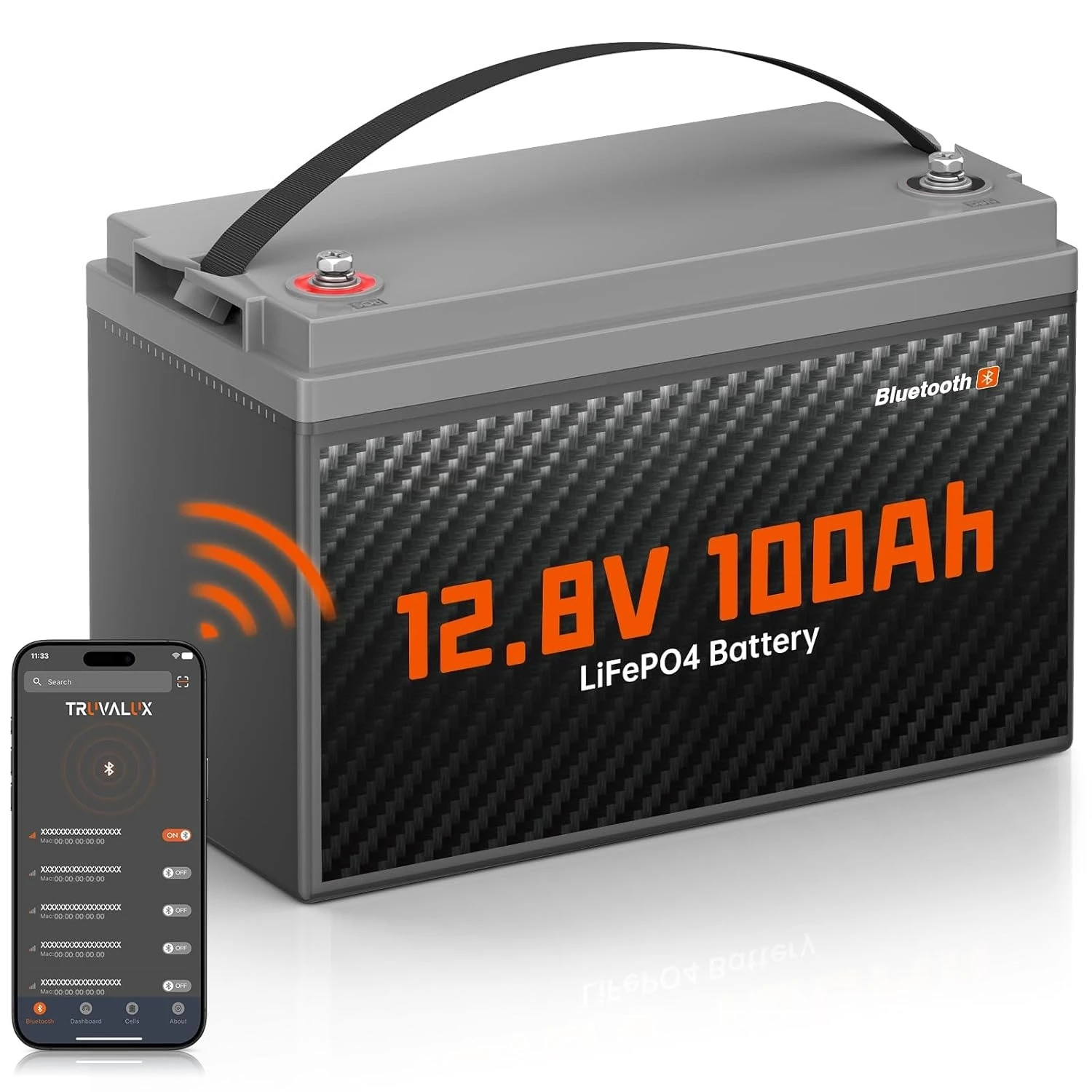 

Аккумулятор LiFePO4 12В 100Ач, группа 31, с Bluetooth, защита от низких температур, встроенная интеллектуальная BMS 100А, 5000+ циклов, 1.28 кВт·ч, на заказ