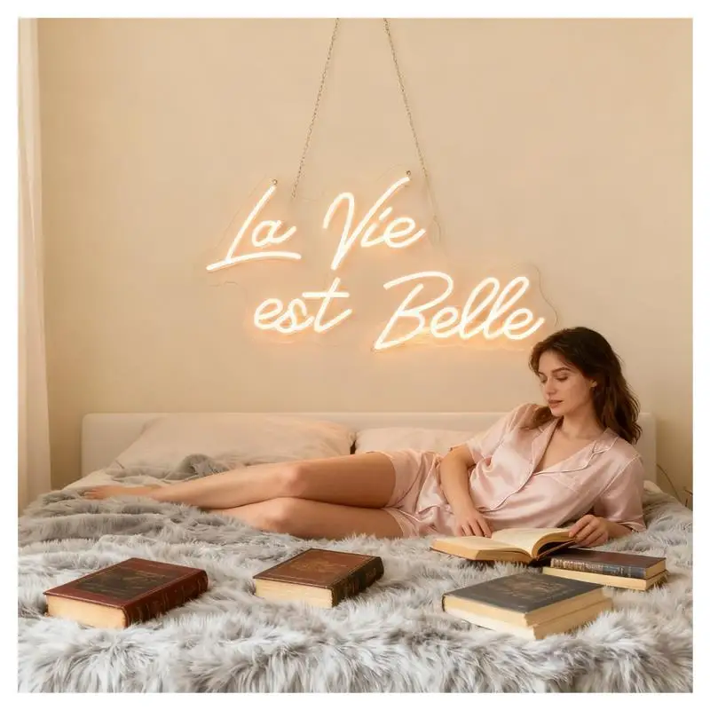 La Vie Est Belle Neon Sign For Engagement Wedding Birthday Party Bar Restaurant Cafe Decor Dimmable USB Powered Light