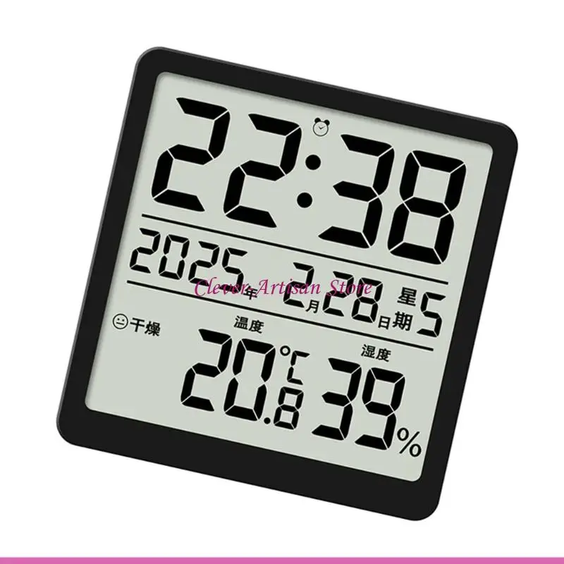 Reloj escritorio pared LCD e06b con pantalla humedad temperatura fecha