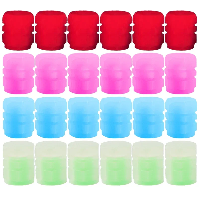 20Pcs Colorful Mini Luminous Car Tire Valve Caps Glowing Valve Cover Car Tire Wheel Hub Styling Decoration Auto Tyre Accessories