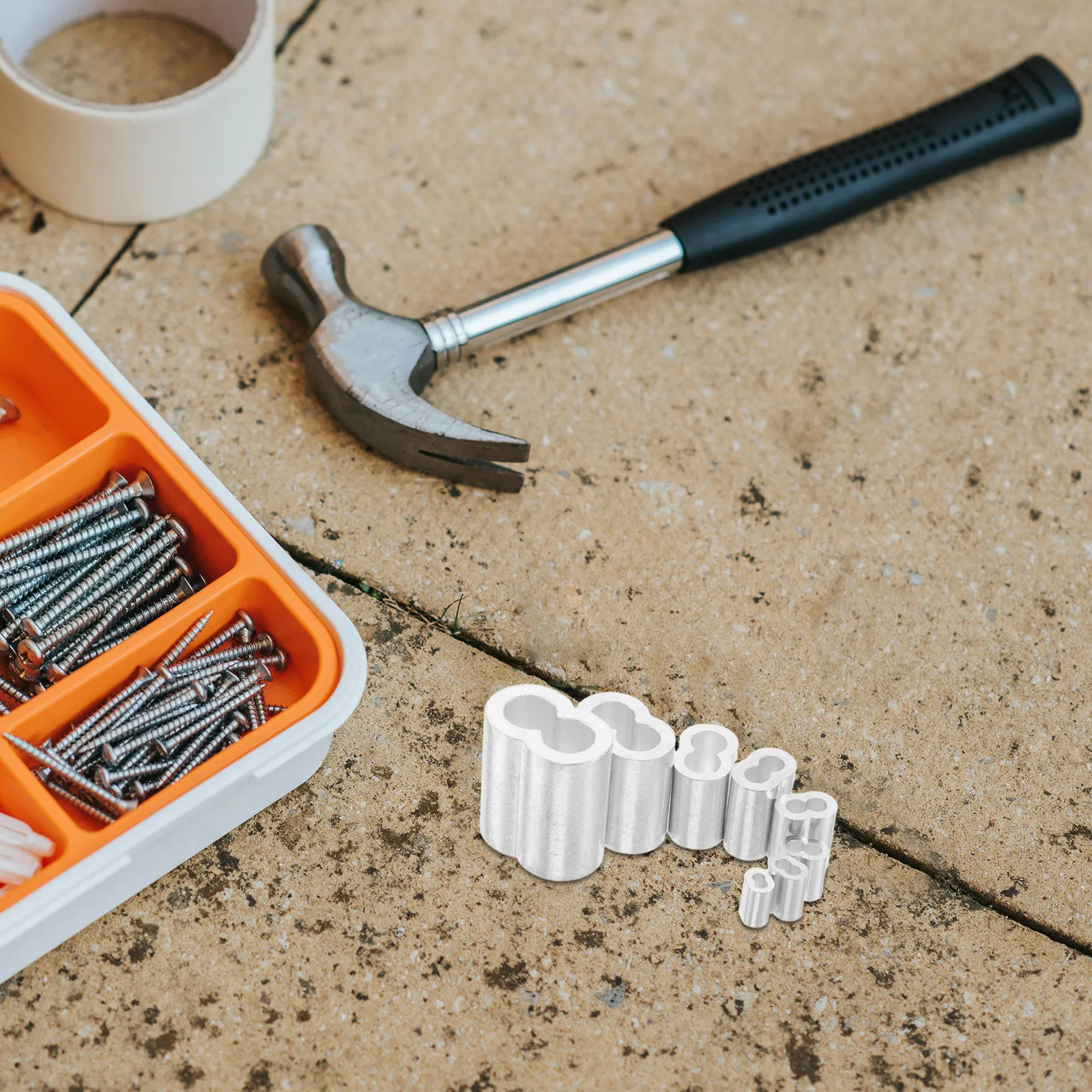 1Set Double Hole Aluminum Crimping Loop Sleeves Wire Rope Cable Clamp Different Sizes Heavy Duty Wire Rope Clips