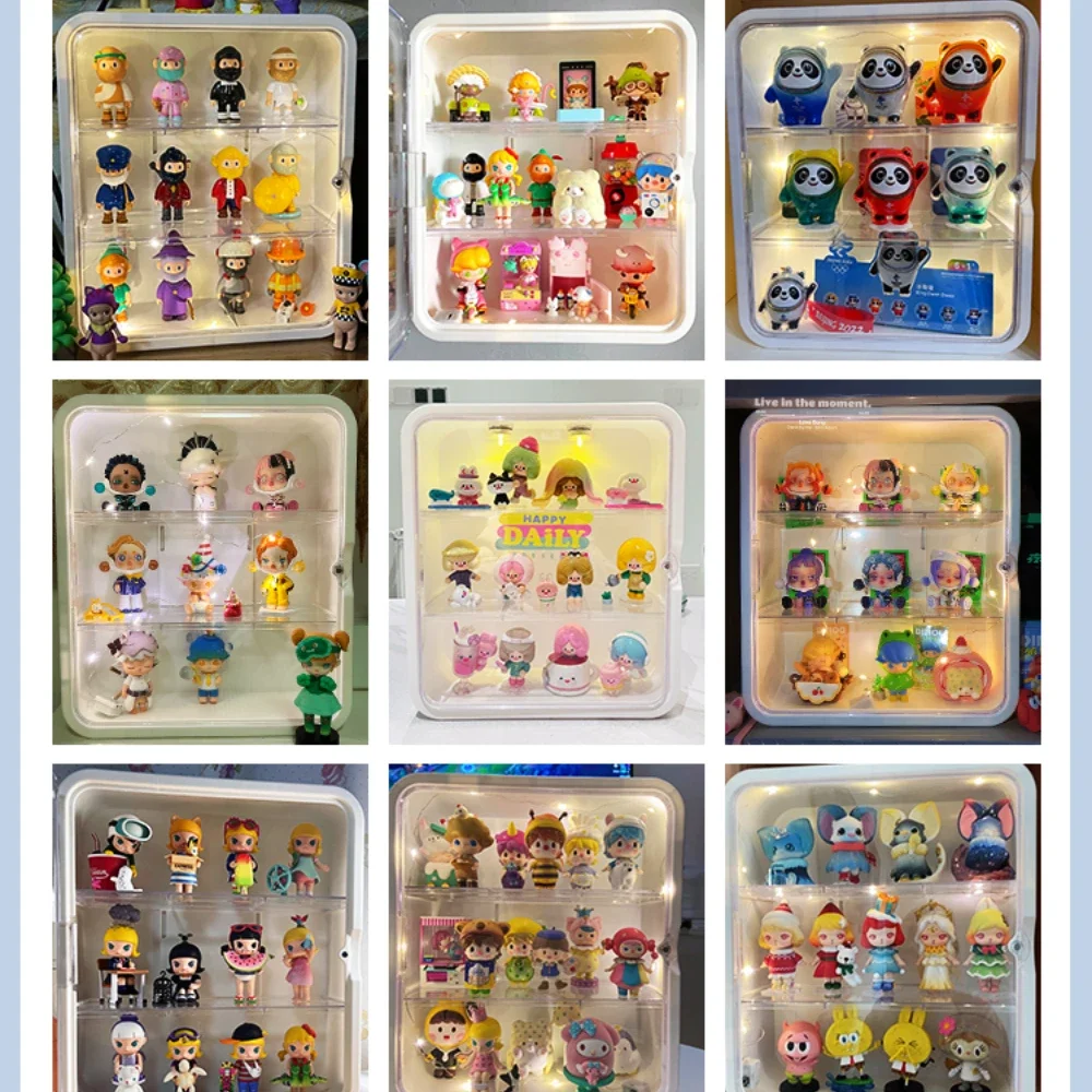 Blind Box Storage Rack for Bubble Mart Dimoo Dust-proof Transparent Cabinet Landscaping Box Action Figures Hanged Display Case