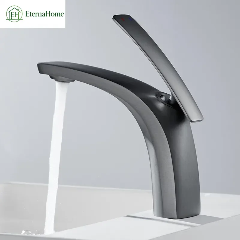 Basin Faucets Gray/Gold/Black/White/Chrome Sink Taps Cold & Hot Mixing Washbasin Copper Faucet Hotel Toilet Bathroom Accessories