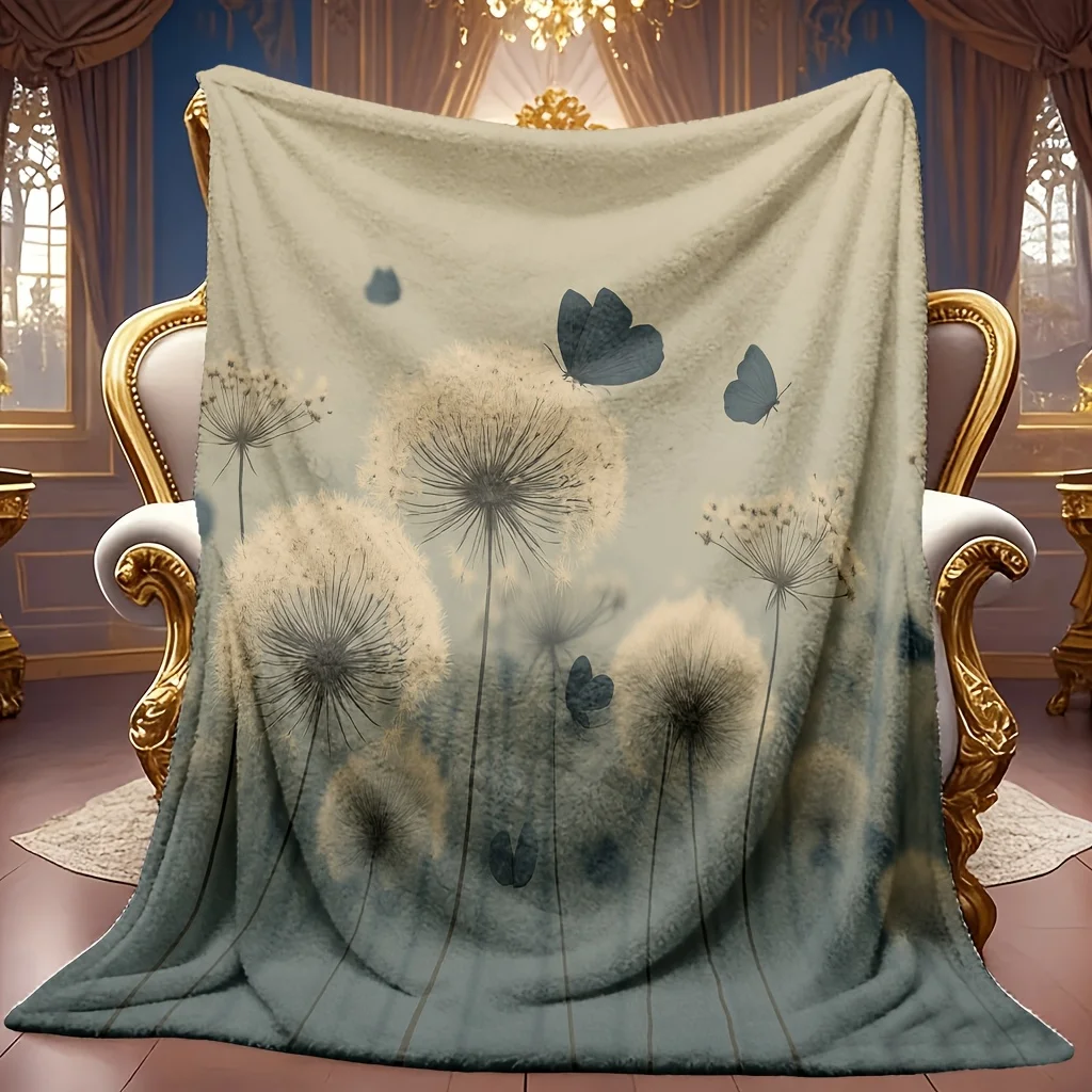 A Cozy Dandelion-Themed Fleece Blanket with Soft, High-Definition Digital Printing, Suitable for Year-Round Use! A Cooling Blank