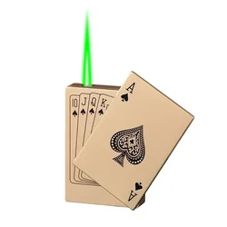 Creative Lighter Jet Torch Turbo Playing Cards Lighter Windproof Metal Lighter Metal Funny Toys for Men Smoking Accessories