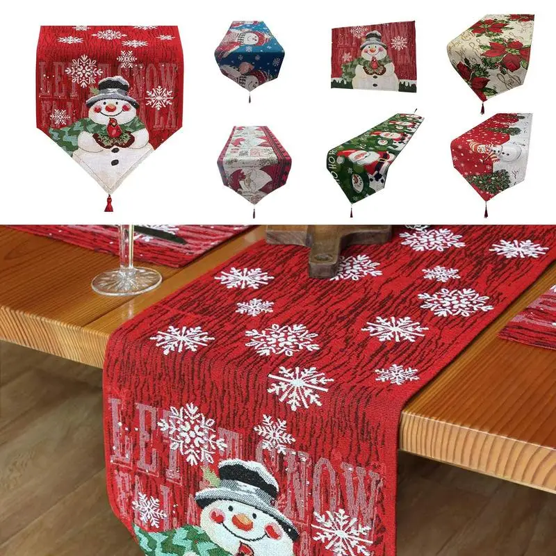 Christmas Table Runner Cloth Merry Christmas Decoration For Home 2023 Tablecloth Xmas Ornament Navidad Natal New Year Gift 2024