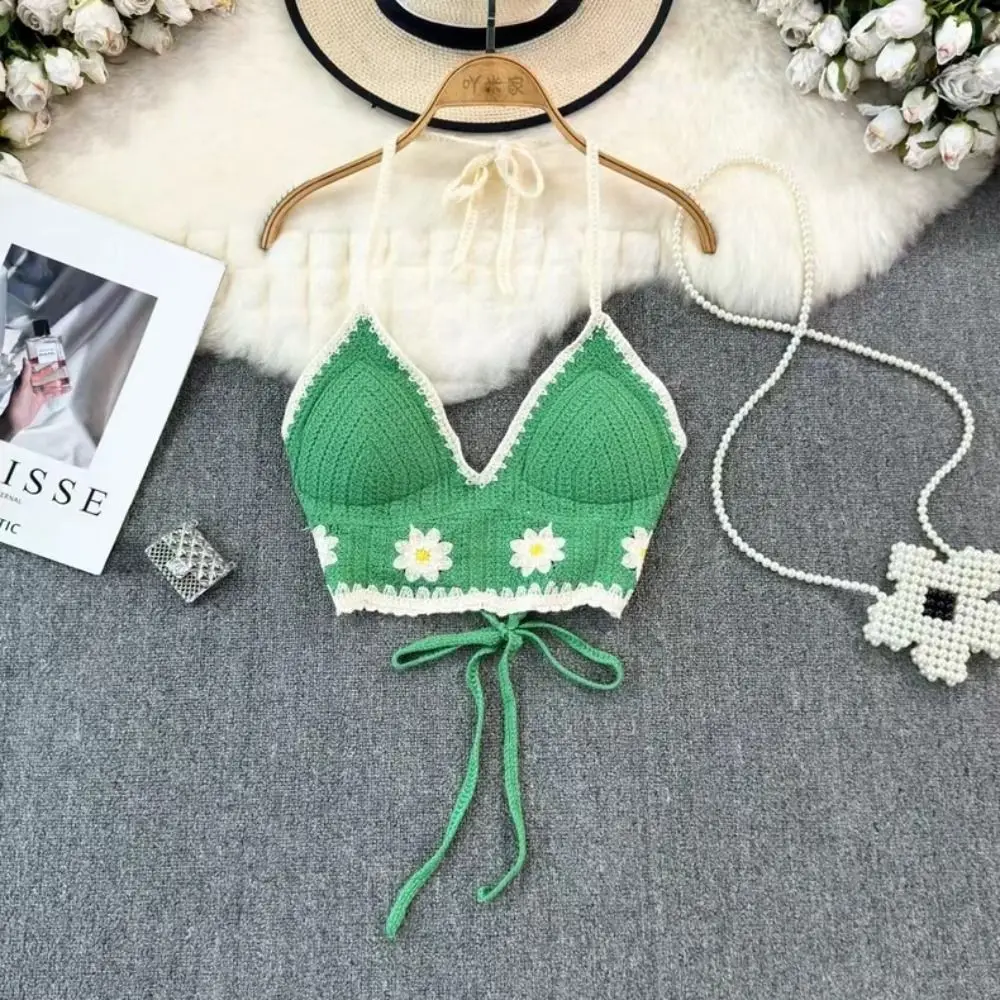 Süße Gänseblümchen kurze Tank Top Sommer Strand aushöhlen Frauen Unterwäsche Quaste Leibchen