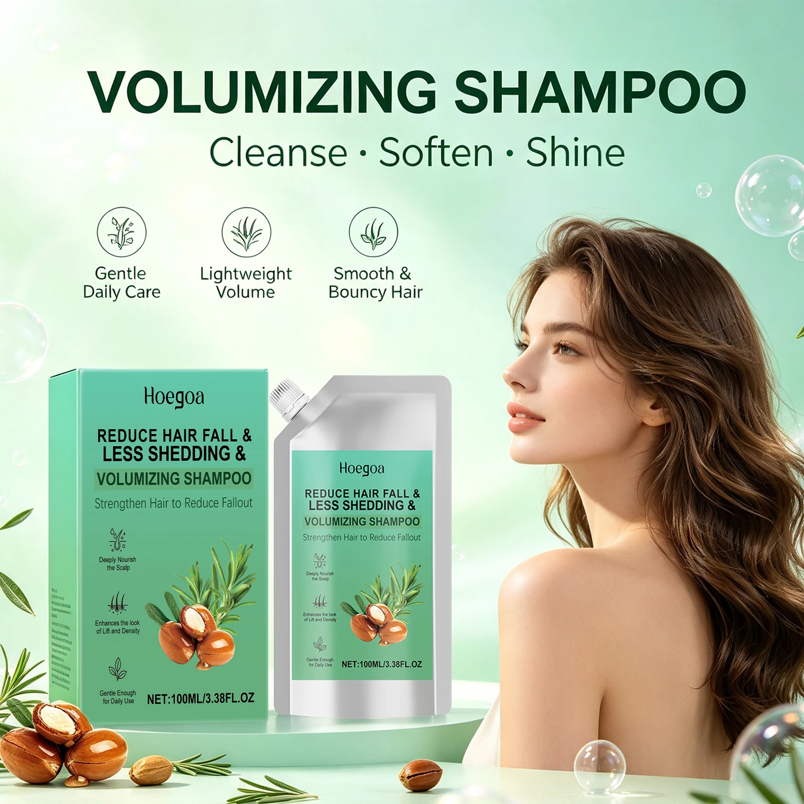 Volumizing Rosemary Shampoo Reduce Hair Shedding & Breakage Strengthen Fragile Hair Nourish Moisturize Scalp Hair Care Product