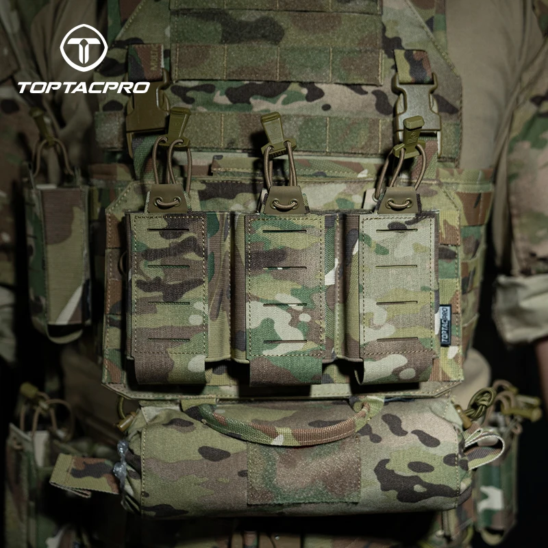 TOPTACPRO Tactical M4 Mag Pouch MOLLE Triple Mag Carrier taglio Laser 556mm caccia 8528