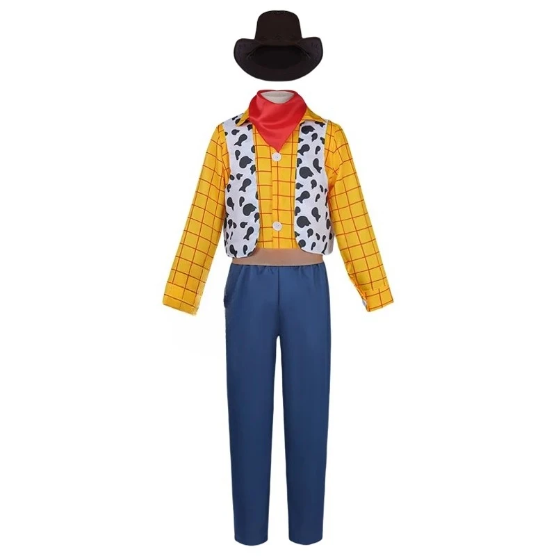 BEAST KINGDOM อะนิเมะบูพีพีวู้ดดี้คอสเพลย์เครื่องแต่งกายทอยสตอรี่คอสเพลย์คาวบอยวู้ดดี้ชุดเสื้อกั๊กหมวกเคปปาร์ตี้ฮาโลวีนคอสผู้ใหญ่